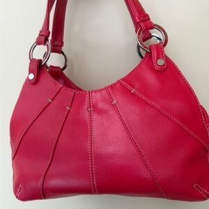 Tommy Hilfiger Women’s Red Leather Handbag Y2K Vintage